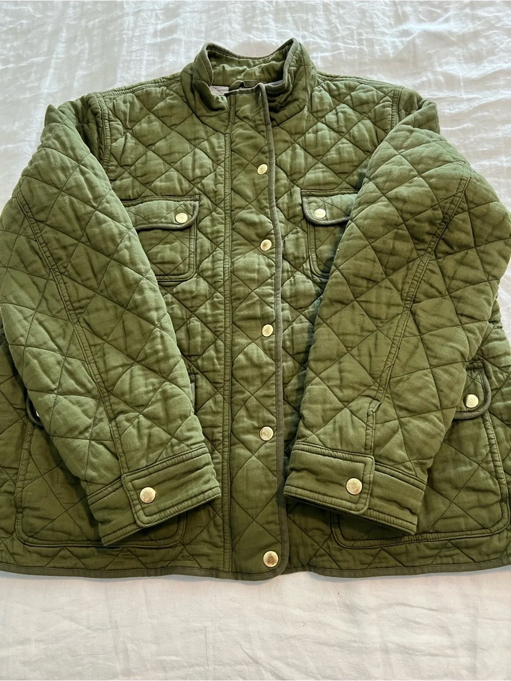 JCrew Quilted Downtown Field Jacket - Olive Green